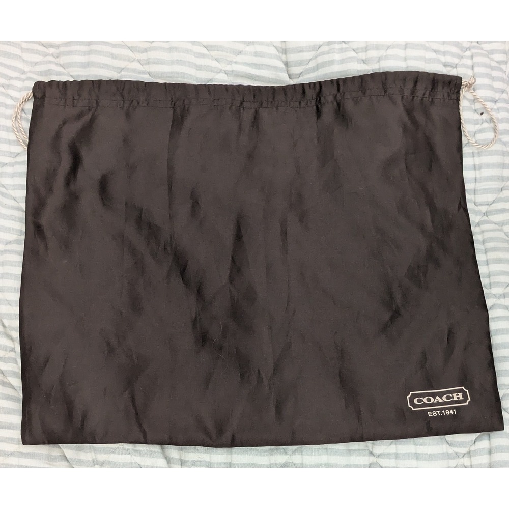 Coach Dark Brown Satin Drawstring Dust Bag Handbag Storage Cover 16 x 13.5